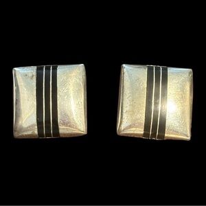 925 large inlayed vintage clip earrings